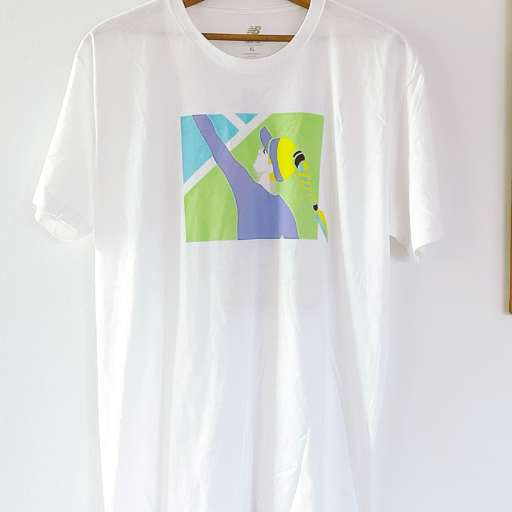 New Balance White Tee with Colorful Graphic